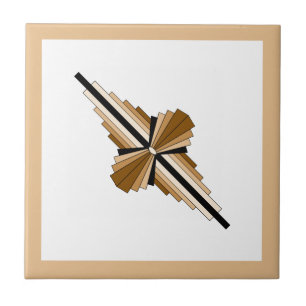 Art deco elements in dark & light tan tile
