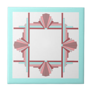 Art deco elements in dark rose & blue tile