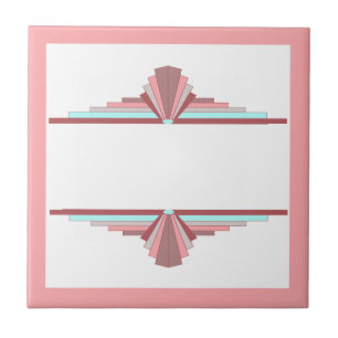 Art deco elements in dark rose & blue tile