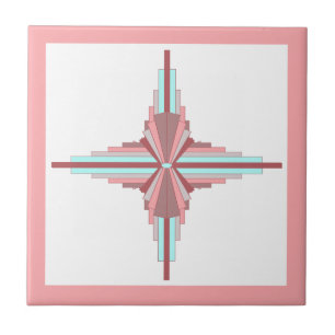 Art deco elements in dark rose & blue tile