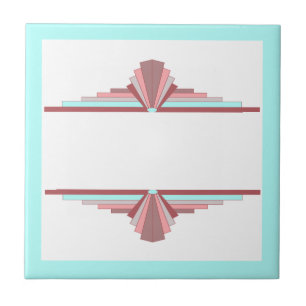 Art deco elements in dark rose & blue tile