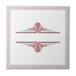 Art deco elements in dark rose & blue tile