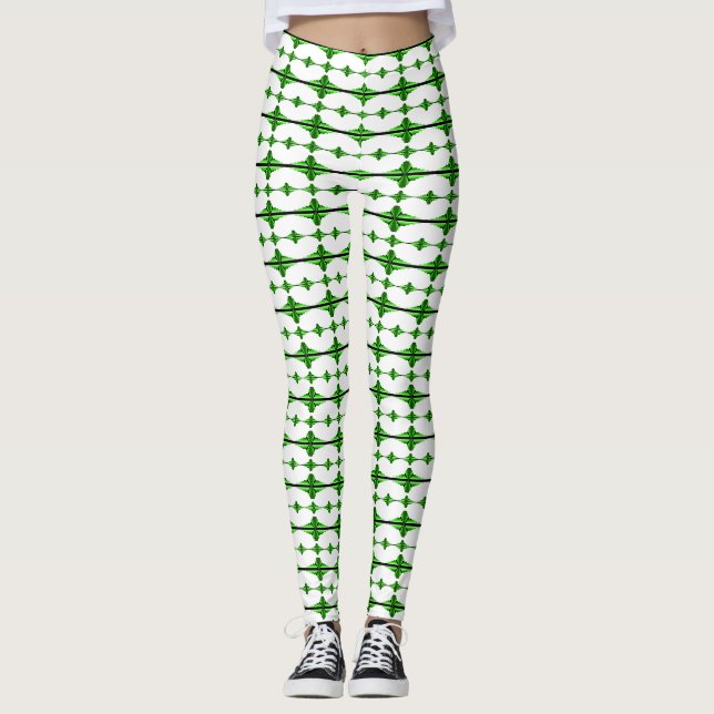 Art deco elements in deep green leggings (Front)