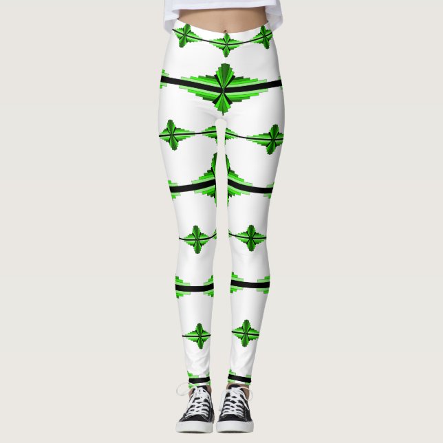 Art deco elements in deep green leggings (Front)