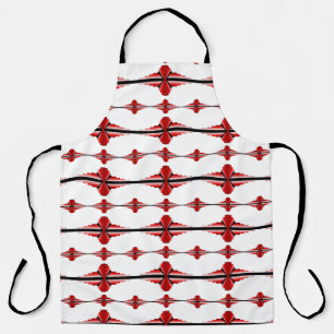 Art deco elements in deep red apron