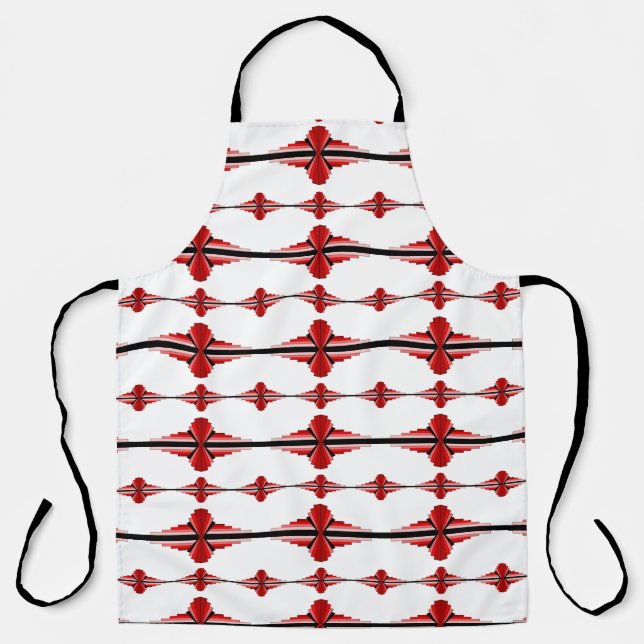 Art deco elements in deep red apron (Front)