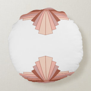 Art deco elements in full rose gold round pillow