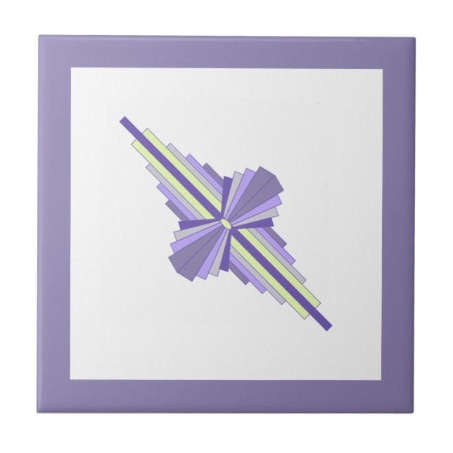 Art deco elements in grape, lemon & lilac tile (Front)