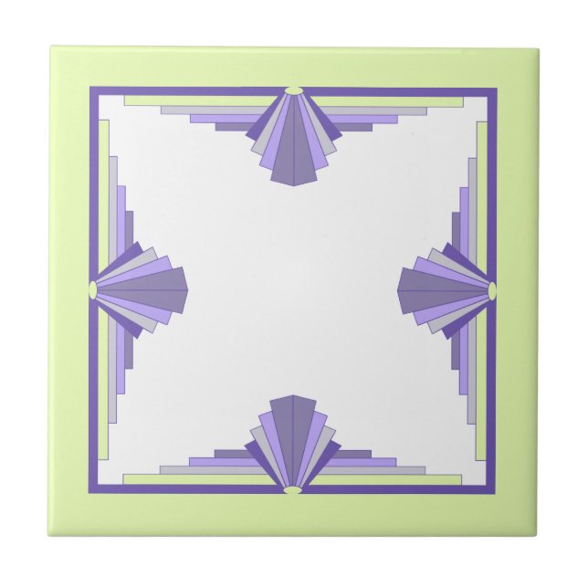 Art deco elements in grape, lemon & lilac tile (Front)