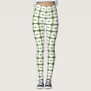 Art deco elements in moss green leggings