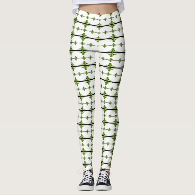 Art deco elements in moss green leggings (Front)