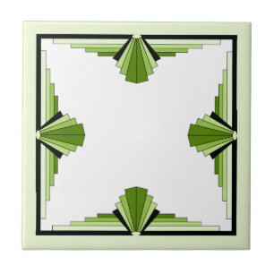 Art deco elements in mossy greens tile