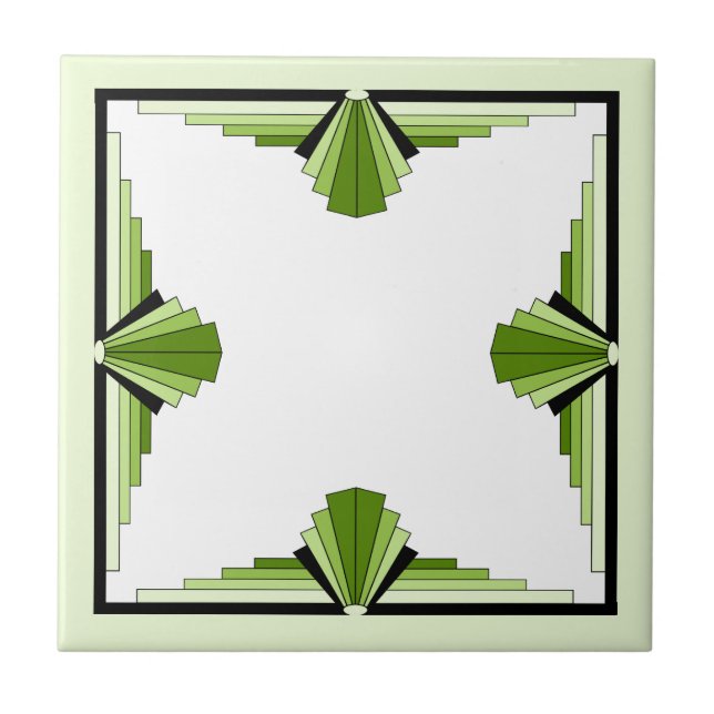 Art deco elements in mossy greens tile (Front)
