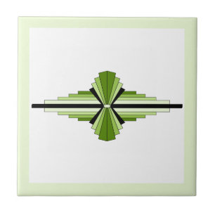 Art deco elements in mossy greens tile