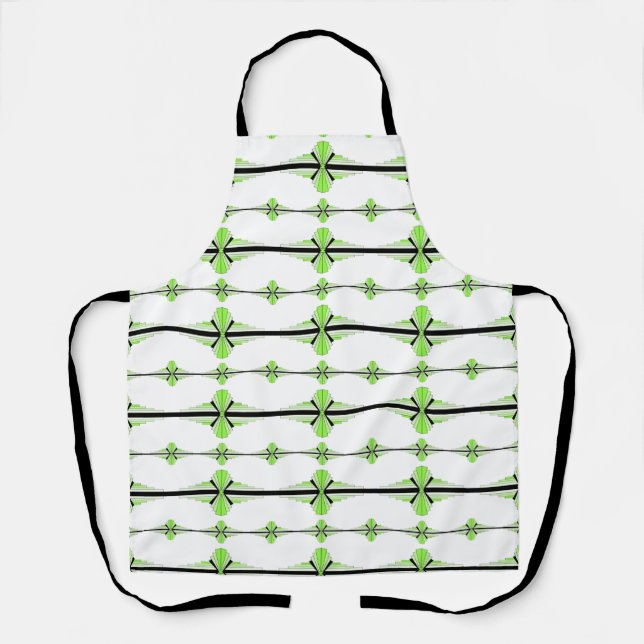 Art deco elements in pastel lime green apron (Front)