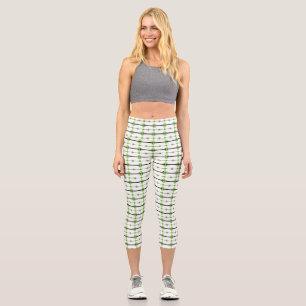 Art deco elements in pastel lime green capri leggings