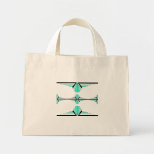 Art deco elements in pastel teal mini tote bag