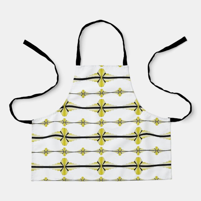 Art deco elements in pastel yellow apron (Front)