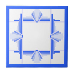 Art deco elements in rich blue tile