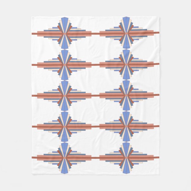 Art deco elements in rose gold & blue fleece blanket (Front)