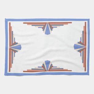 Art deco elements in rose gold & blue kitchen towel