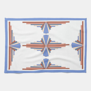 Art deco elements in rose gold & blue kitchen towel
