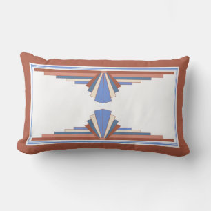 Art deco elements in rose gold & blue lumbar pillow