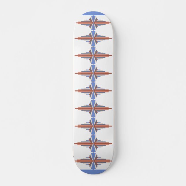 Art deco elements in rose gold & blue skateboard (Front)