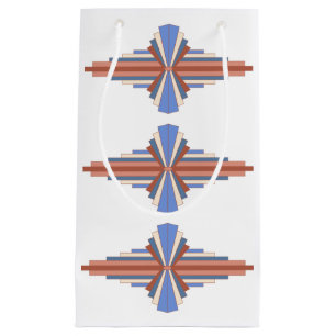 Art deco elements in rose gold & blue small gift bag