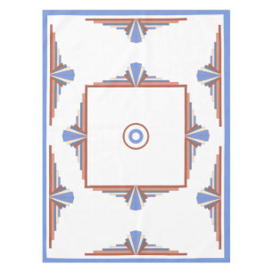Art deco elements in rose gold & blue tablecloth