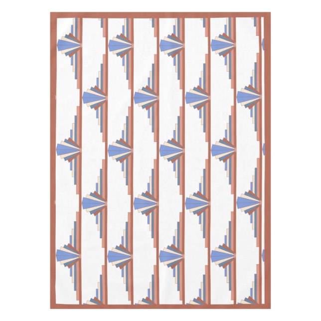 Art deco elements in rose gold & blue tablecloth (Front)