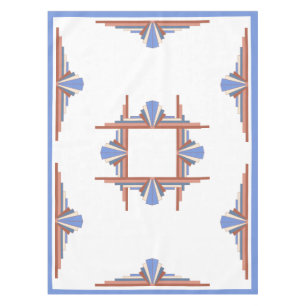 Art deco elements in rose gold & blue tablecloth