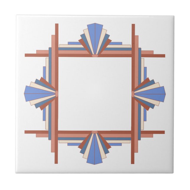 Art deco elements in rose gold & blue tile (Front)