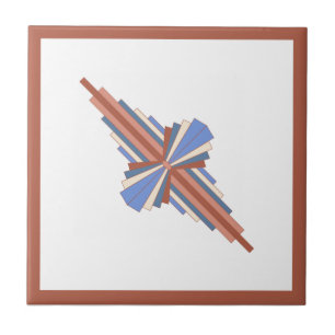 Art deco elements in rose gold & blue tile