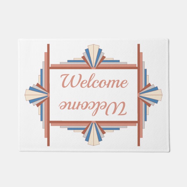 Art deco elements in rose gold, brown & blue mat (Front)