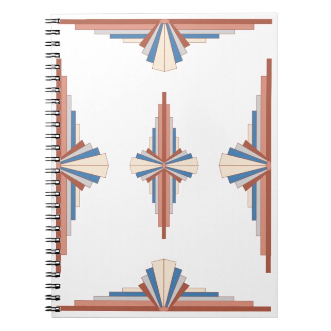 Art deco elements in rose gold, brown & blue notebook (Front)