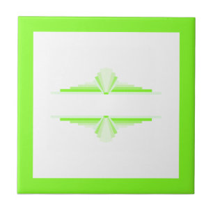 Art deco elements in soft green & lime tile