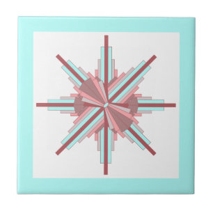 Art deco elements in soft teal & red oak tile