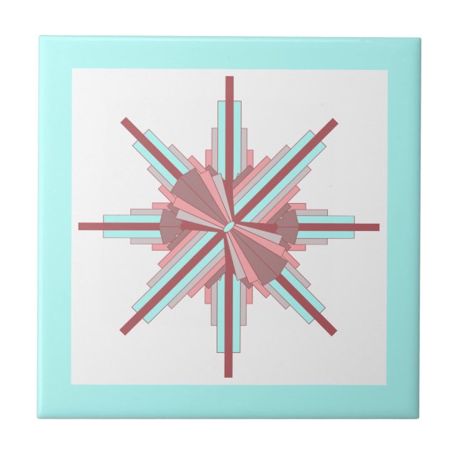 Art deco elements in soft teal & red oak tile (Front)