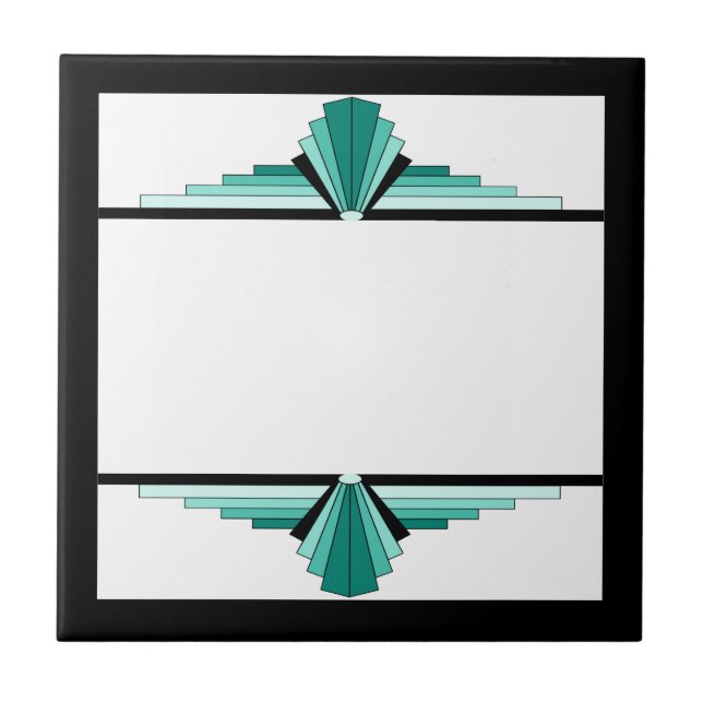 Art deco elements in teal green and black tile (Front)