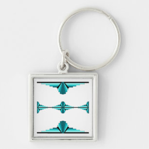 Art deco elements in teal green keychain