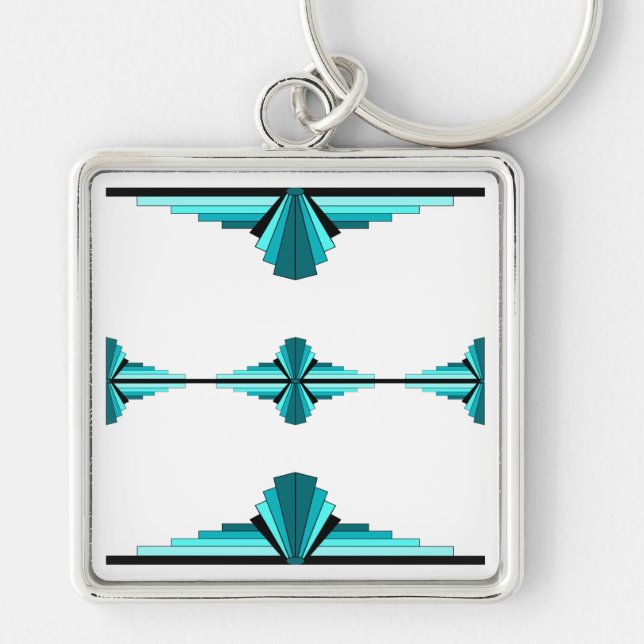 Art deco elements in teal green keychain (Front)