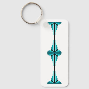 Art deco elements in teal green keychain