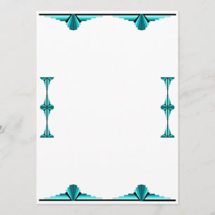Art deco elements in teal green menu