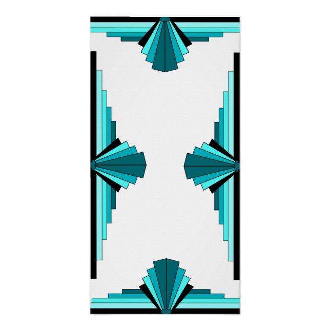 Art deco elements in teal green poster (Front)