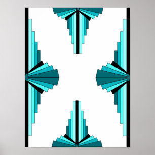 Art deco elements in teal green poster