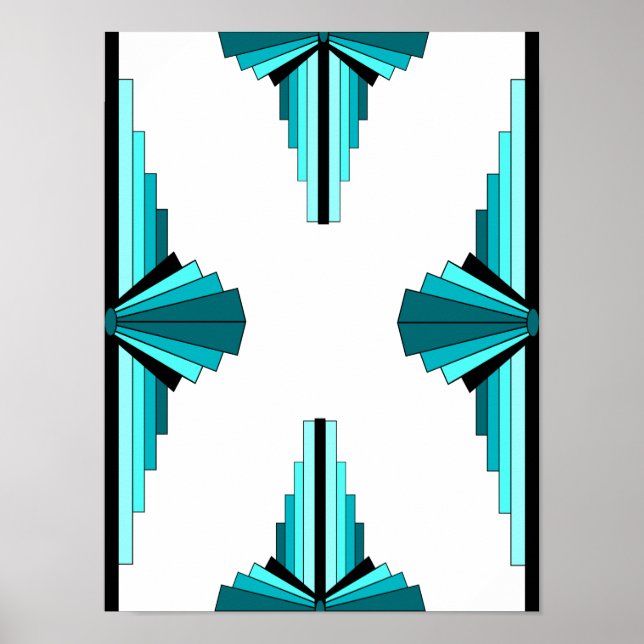 Art deco elements in teal green poster (Front)