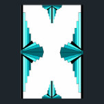 Art deco elements in teal green poster<br><div class="desc">A classic art deco style pattern created in teal green. The art deco style was popularised during the 1920s and 1930s.</div>