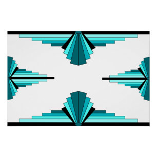 Art deco elements in teal green poster