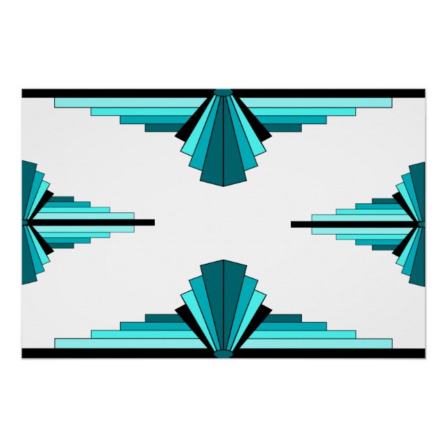Art deco elements in teal green poster (Front)